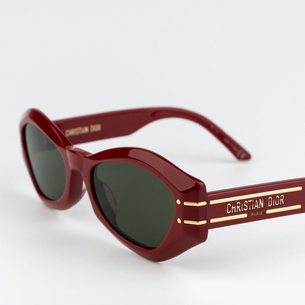 SALE! NEW Dior DIORSIGNATURE B1U 35C0 Shiny Red Green Women Sunglasses - Picture 7 of 12